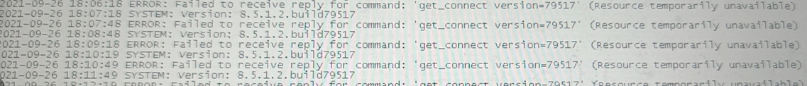 GBase 8a Failed to receive reply for command get_connect version=XXXXX Resource temporarily unavailable。